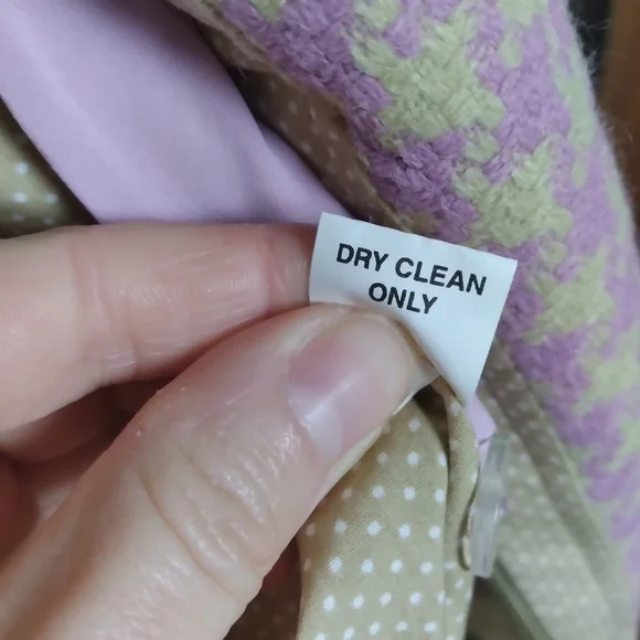 Phoebe x Kay Unger Purple and Tan Houndstooth Ruffle Trim Zip Up Blazer Size 2 - Picture 11 of 16